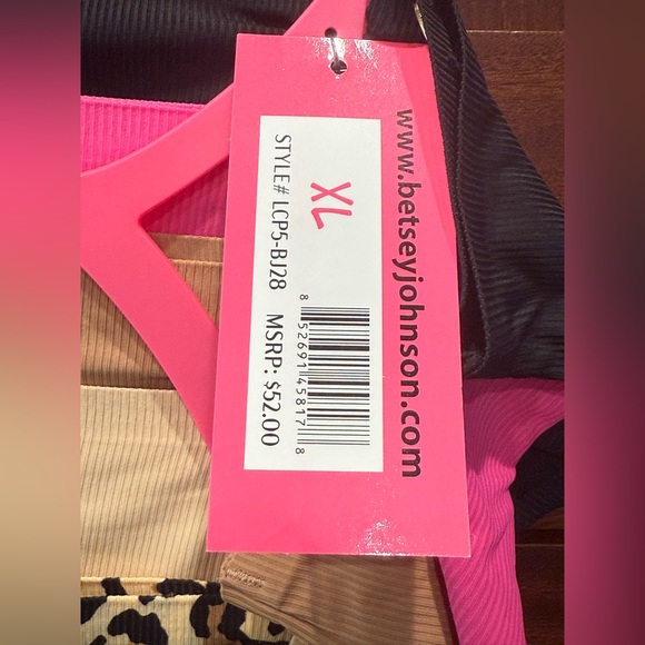 Betsey Johnson NWT Size XL 5 Pk Leopard Print Pink Black Beige Panties (I023) - Picture 4 of 9